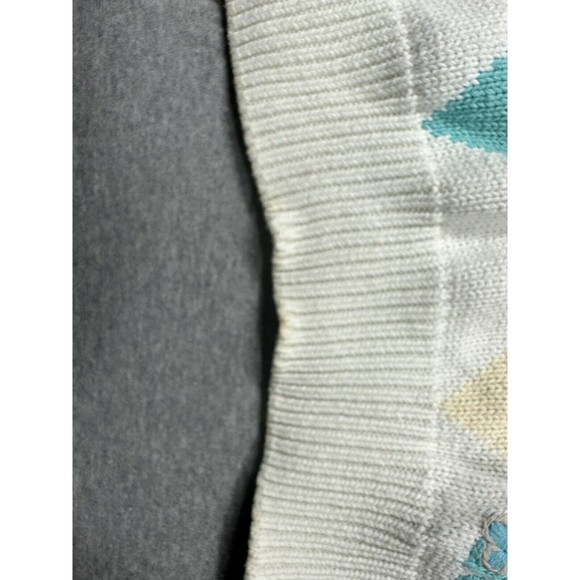 Le Moda Knitwear Small 100% Cotton 1/2 Sleeve 90s Argyle Mock Neck Vintage - Picture 5 of 10
